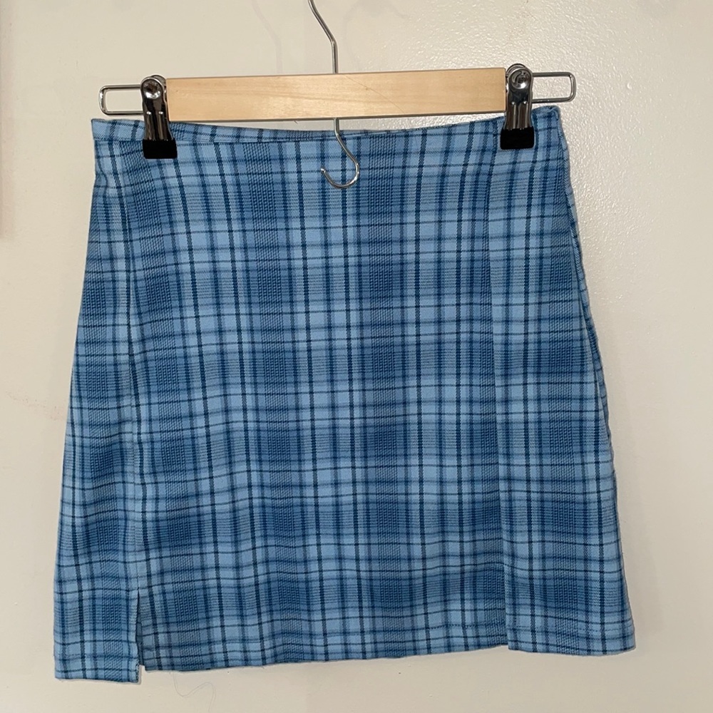 Brandy Melville Blue Plaid Skirt